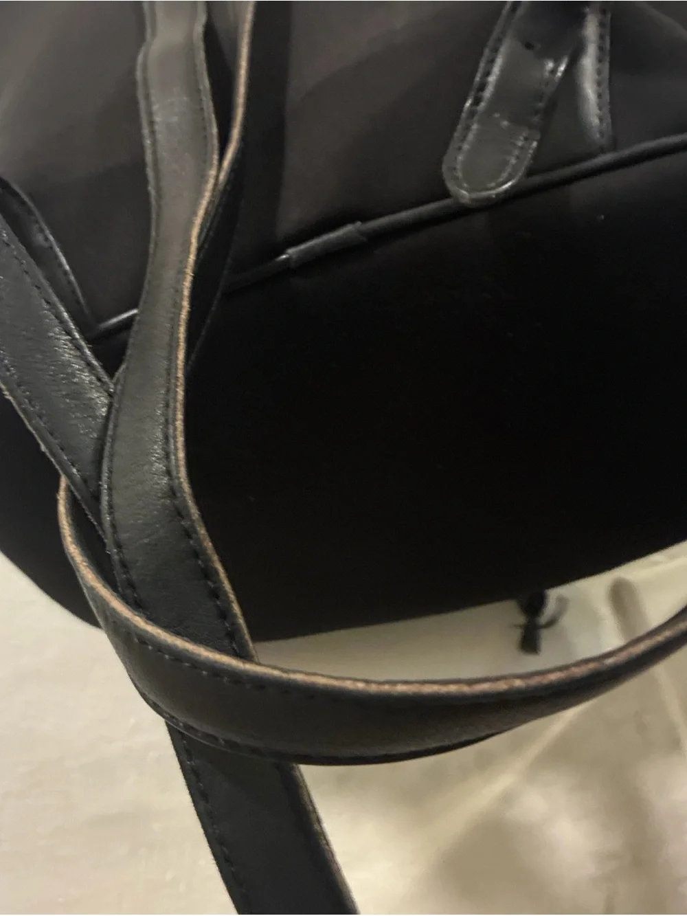 Coach Black Leather Drawstring Flap Backpack